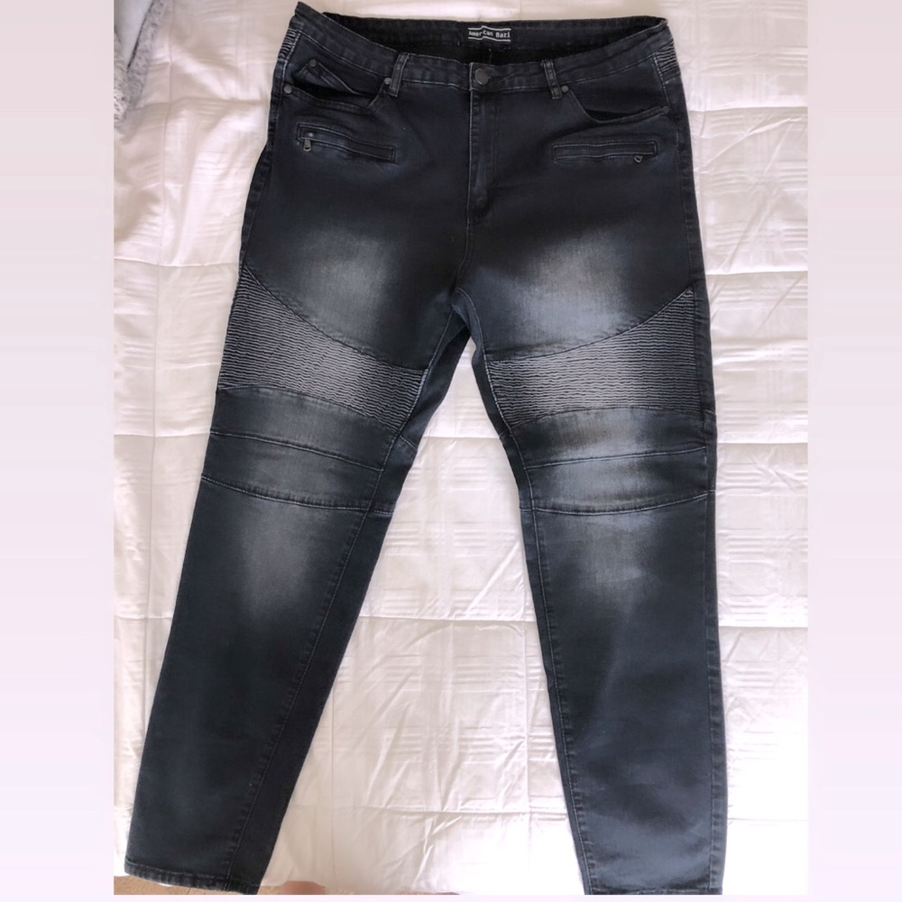 Forever 21 Plus Semi-Distressed Moto Jeans